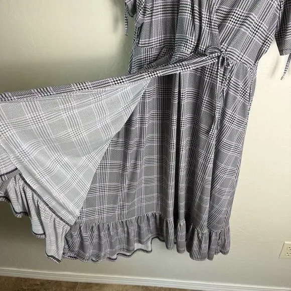 Torrid Purple Houndstooth Plaid Midi Studio Wrap Dress 2X 18491205 - Picture 5 of 15
